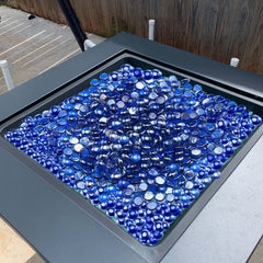 VEVOR Fire Glass, 10LBS/4.5KG High-Temperature Resistant Fireplace Rocks, 3/4-Inch / 19.05 mm Reflective & Smokeless