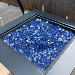 VEVOR Fire Glass, 10LBS / 4.5KG High-Temperature Resistant Fireplace Rocks, 1/4-Inch / 6.35 mm Reflective & Smokeless