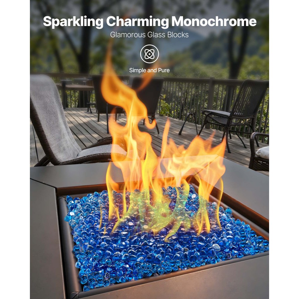 VEVOR Fire Glass, 10LBS / 4.5KG High-Temperature Resistant Fireplace Rocks, 1 Inch / 25.4 mm Reflective Firepit Glass