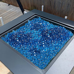 VEVOR Fire Glass, 10LBS / 4.5KG High-Temperature Resistant Fireplace Rocks, 1 Inch / 25.4 mm Reflective Firepit Glass