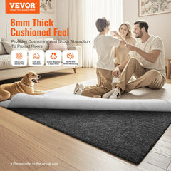 VEVOR Slip-Resistant Rug Pad, Protective Cushioning Carpet Pad, 2'x8' (7.87' Actual) - 1/4"Thick - Dual Surface