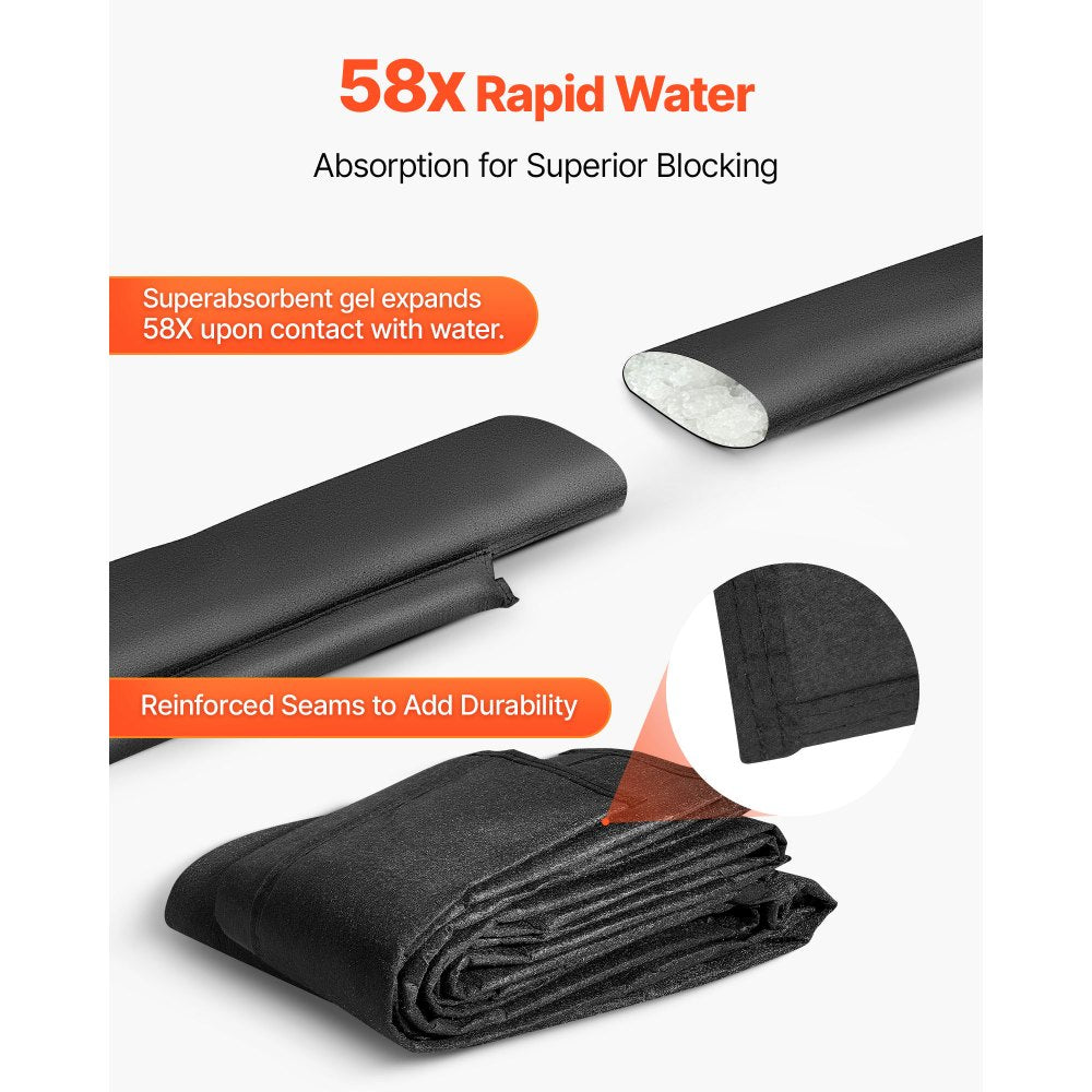 VEVOR Flood Barrier, 8 Pack, 1.6 x 1.4 ft Flood Bags Activated by Water, Water Absorbent Barrier, Sandless Sandbags