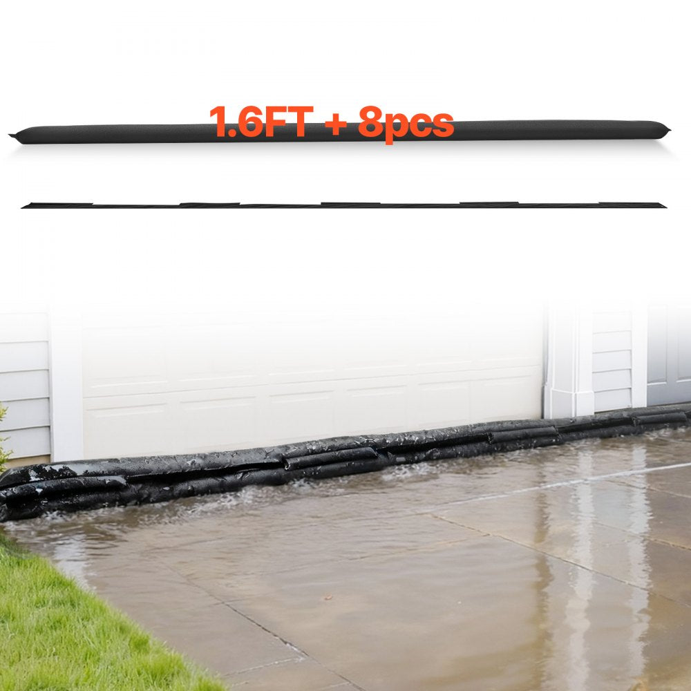 VEVOR Flood Barrier, 8 Pack, 1.6 x 1.4 ft Flood Bags Activated by Water, Water Absorbent Barrier, Sandless Sandbags