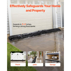 VEVOR Flood Barrier, 10 Pack, 5 x 0.7 ft Flood Bags with Bucket, Water Absorbent Barrier Activated by Water, Sandless