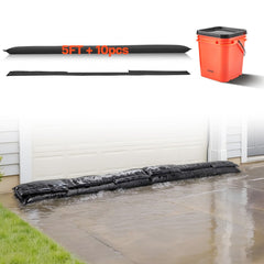 VEVOR Flood Barrier, 10 Pack, 5 x 0.7 ft Flood Bags with Bucket, Water Absorbent Barrier Activated by Water, Sandless