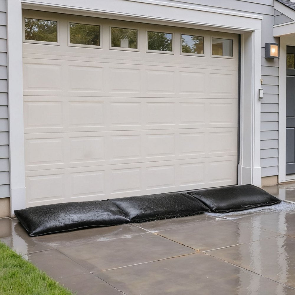 VEVOR Flood Barrier, 10 Pack, 1.4 x 2.7 ft Flood Bags with Bucket, Water Absorbent Barrier Activated by Water, Sandless