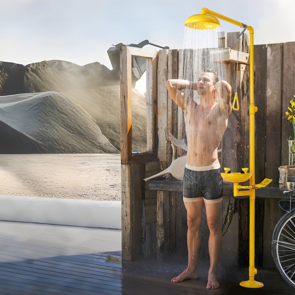 VEVOR Emergency Shower Eye Wash Station, 34.25 x 15.75 x 91.73 Inch 304 Stainless Steel Eyewash and Shower Combination