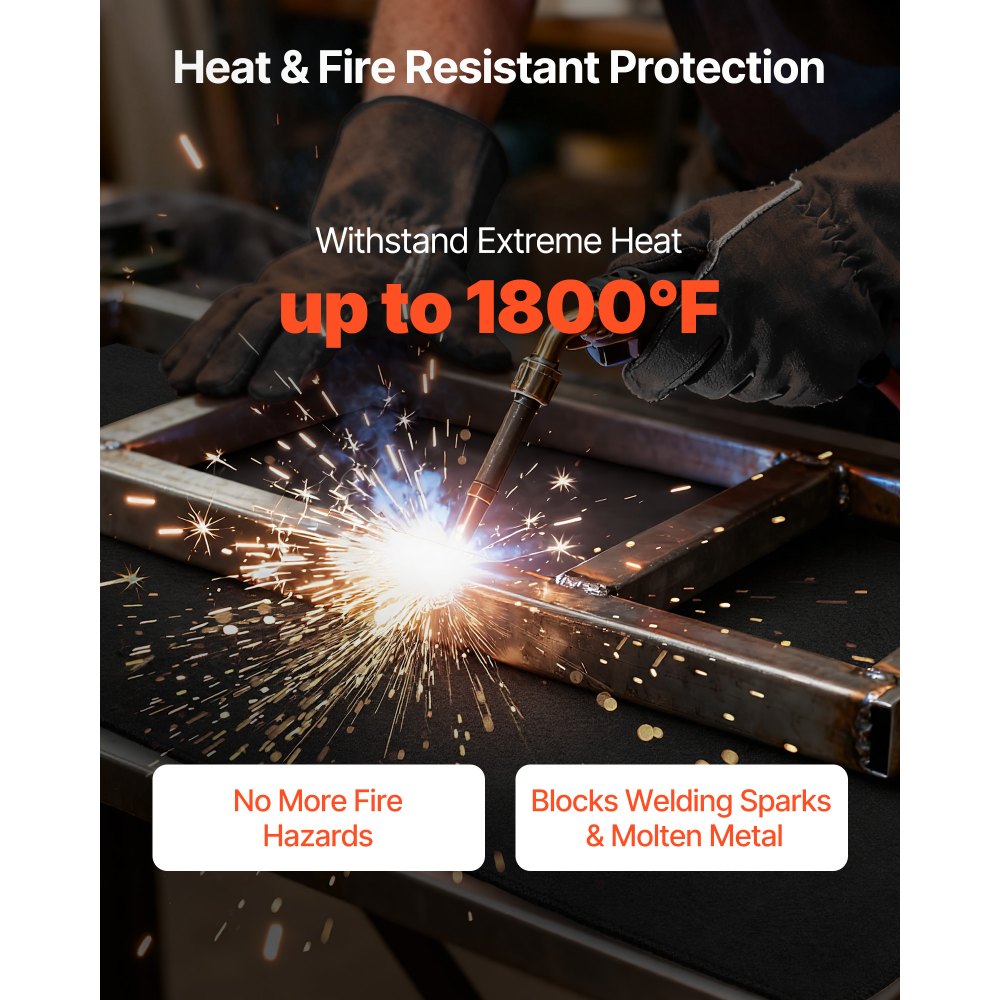 VEVOR Carbon Felt Welding Blanket, 40" x 40" Flame Retardant Welding Blanket, Up to 1800°F Heat Resistant Safety