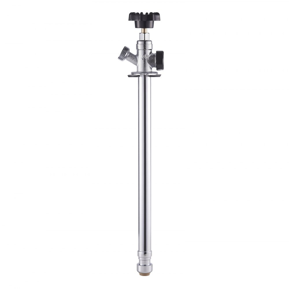 VEVOR 12-Inch Frost-Free Sillcock, 1/2" PTC x 3/4" MHT Hose Bibb, Anti-Siphon Lead-Free Brass Valve, Push-to-Connect