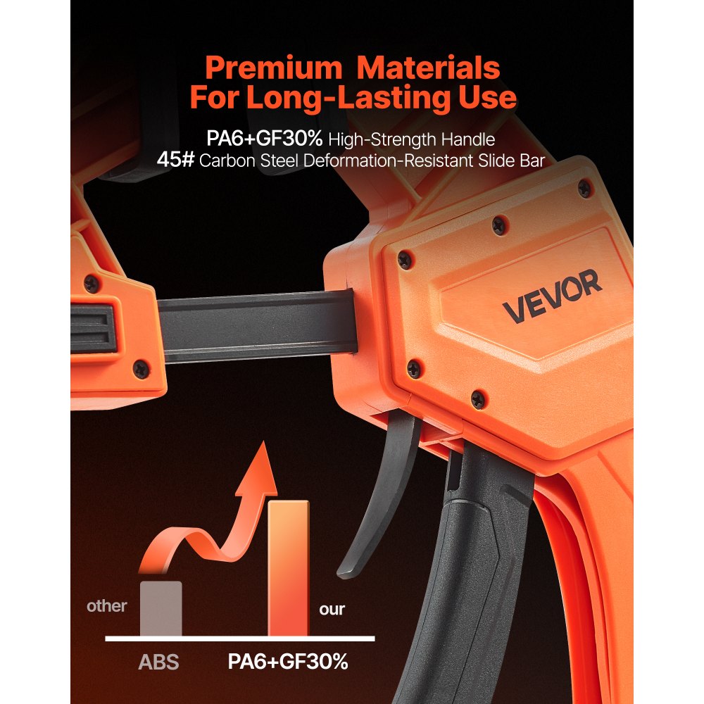 VEVOR Bar Clamps for Woodworking, 2-Pack 12 inch One-Handed Clamp/Spreader, Quick-Grip F-Clamp with 340 lbs Load Limit