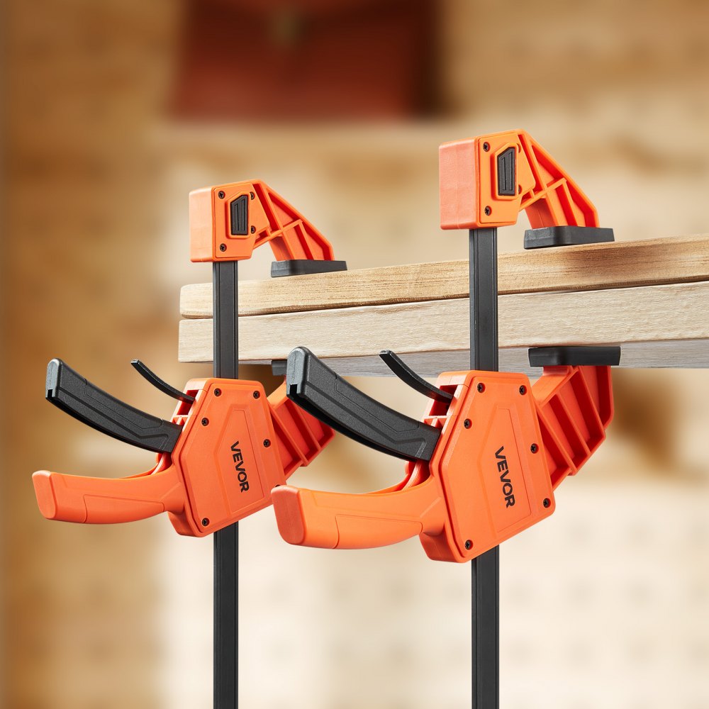 VEVOR Bar Clamps for Woodworking, 2-Pack 12 inch One-Handed Clamp/Spreader, Quick-Grip F-Clamp with 340 lbs Load Limit