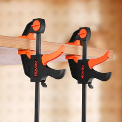 VEVOR Bar Clamps for Woodworking, 2-Pack 12 inch and 2-Pack 6 inch, One-Handed Clamp/Spreader, Quick-Grip F-Clamp with