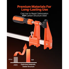 VEVOR Bar Clamps for Woodworking, 2-Pack 6 inch and 2-Pack 12 inch, Lockable F-Clamp with 600 lbs Load Limit, 2-1/2