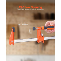 VEVOR Bar Clamps for Woodworking, 2-Pack 24 inch Opening, Lockable F-Clamp with 600 lbs Load Limit, 2-1/2 inch Depth