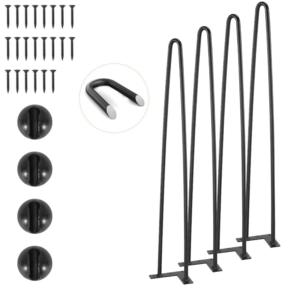 VEVOR 28" Hairpin Furniture Legs, Metal Home DIY Projects for Nightstand, Coffee Table, Desk, 500lbs Load Capacity with
