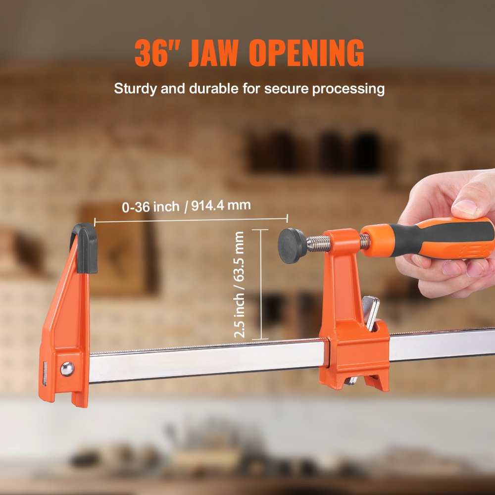 VEVOR Bar Clamps for Woodworking, 2-Pack 36" Clamp, Quick-Change F Clamp with 600 lbs Load Limit, 2.5" Throat Depth