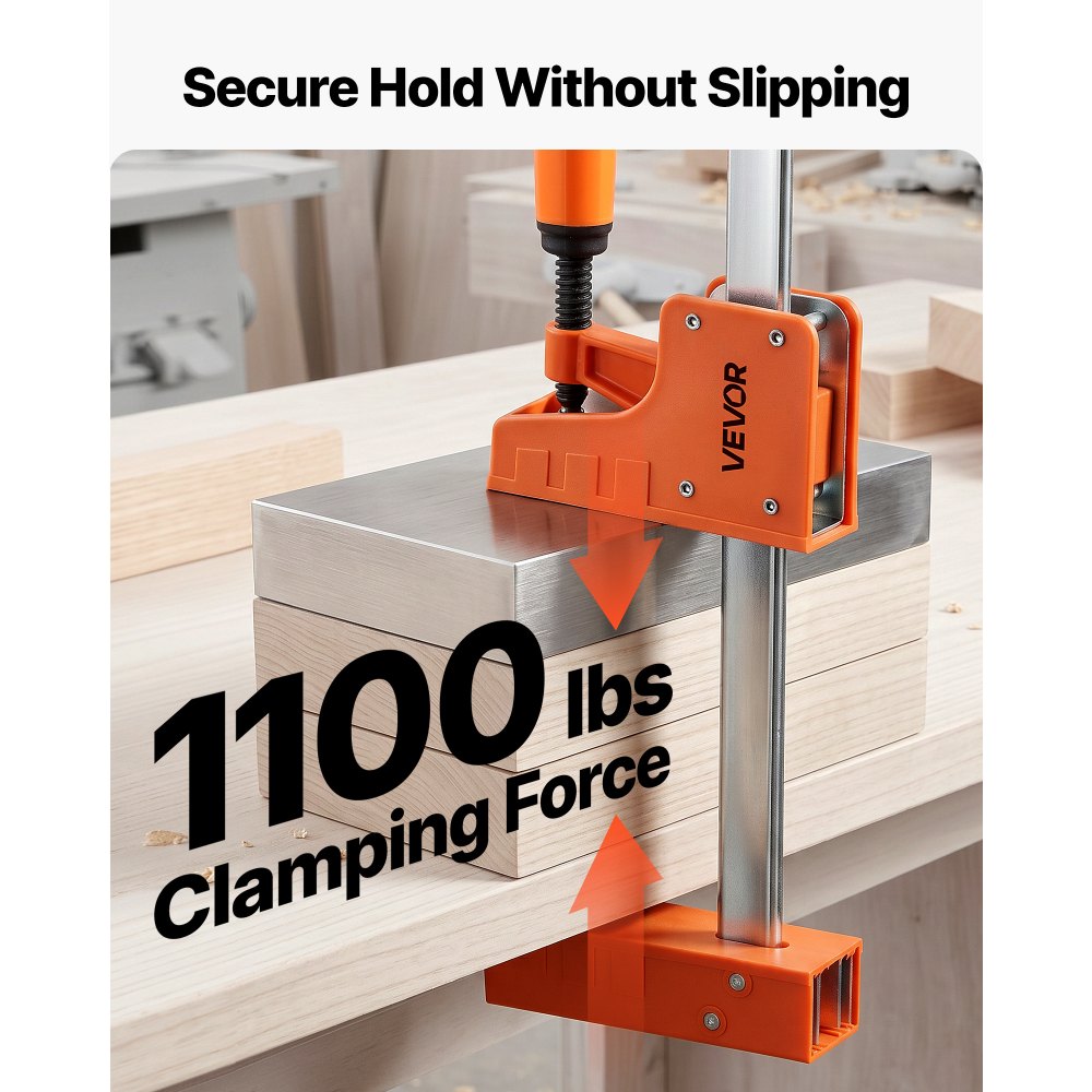 VEVOR Bar Clamps for Woodworking, 2-Pack 50" Parallel Clamp Set, F Clamp with 1100 lbs Load Limit, Even Pressure