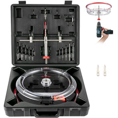 VEVOR Adjustable Hole Saw Cutter Kit, 1-5/8" to 8" (40-200 mm), Two Replaceable Pilot Drill Bits, Twin Blade Recessed