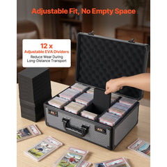 VEVOR Graded Card Case 4 Row 162 PSA Slab Storage Box with Combination Lock, Baseball Sports Trading Cards Holder