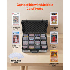 VEVOR Graded Card Case 4 Row 162 PSA Slab Storage Box with Combination Lock, Baseball Sports Trading Cards Holder