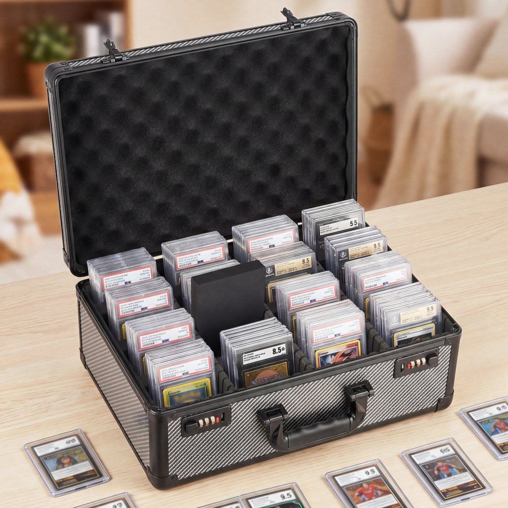 VEVOR Graded Card Case 4 Row 162 PSA Slab Storage Box with Combination Lock, Baseball Sports Trading Cards Holder