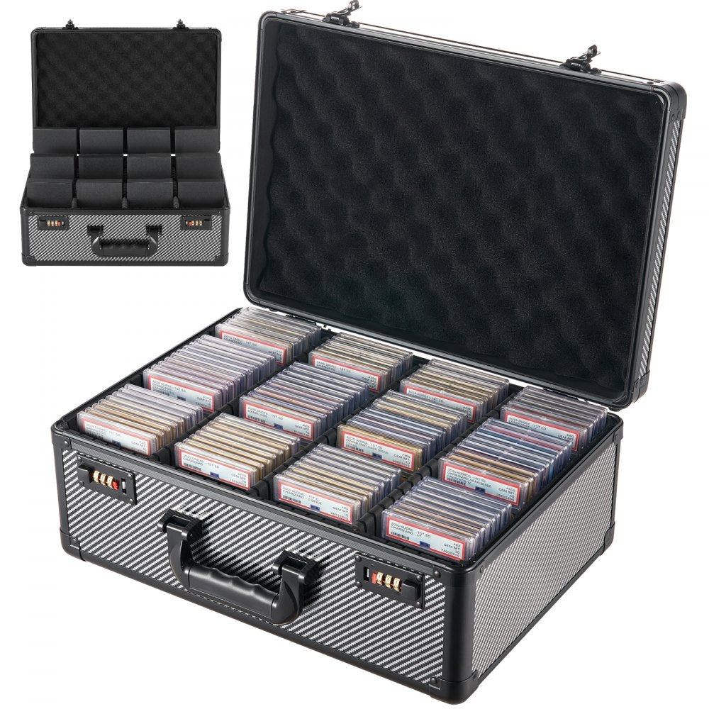 VEVOR Graded Card Case 4 Row 162 PSA Slab Storage Box with Combination Lock, Baseball Sports Trading Cards Holder