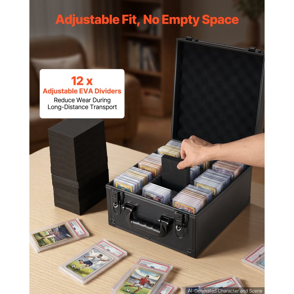 VEVOR Graded Card Case 3 Row 150 PSA Slab Storage Box with Secure Lock, Baseball Sports Trading Cards Holder Collector