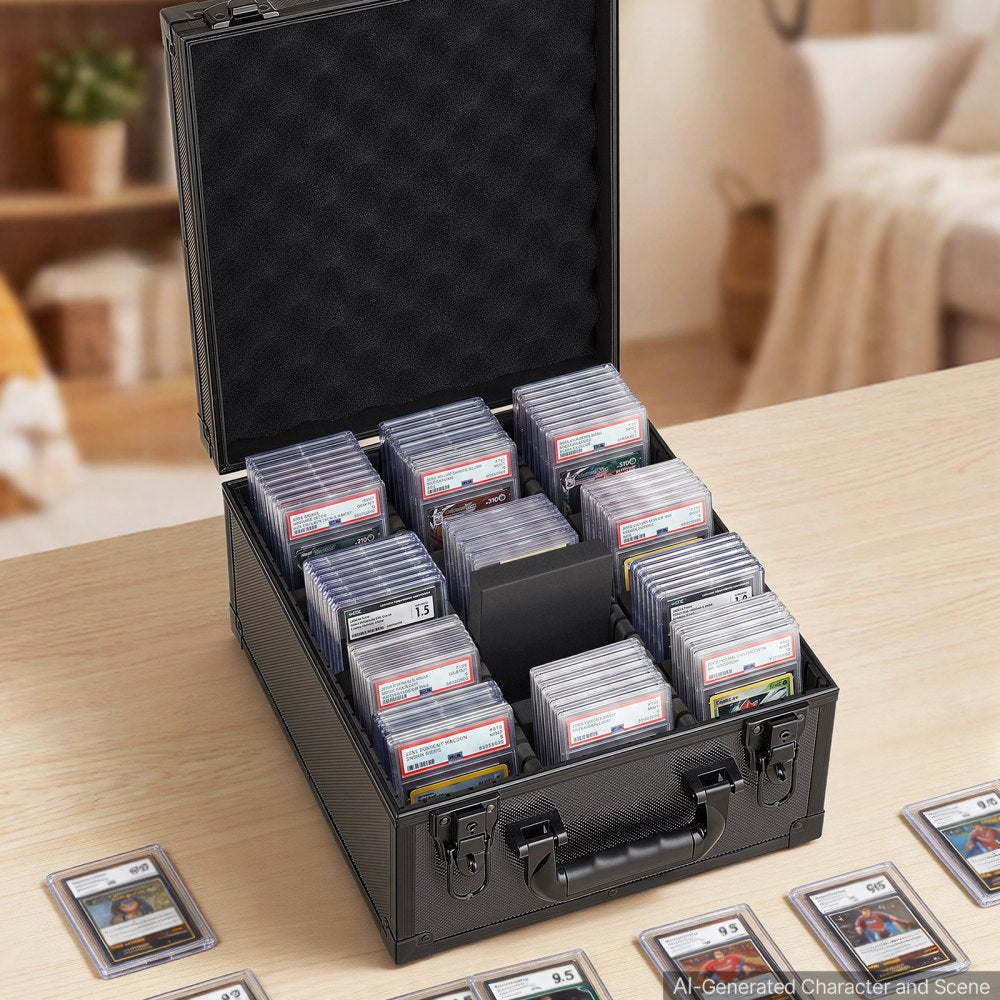 VEVOR Graded Card Case 3 Row 150 PSA Slab Storage Box with Secure Lock, Baseball Sports Trading Cards Holder Collector