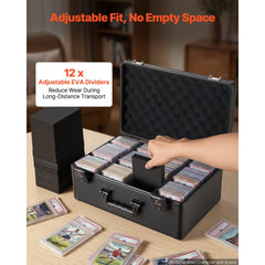 VEVOR Graded Card Case 4 Row 152 PSA Slab Storage Box TSA Approved Lock, Baseball Sports Trading Cards Holder