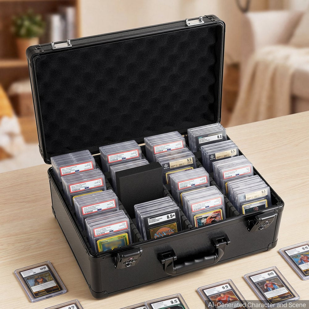 VEVOR Graded Card Case 4 Row 152 PSA Slab Storage Box TSA Approved Lock, Baseball Sports Trading Cards Holder