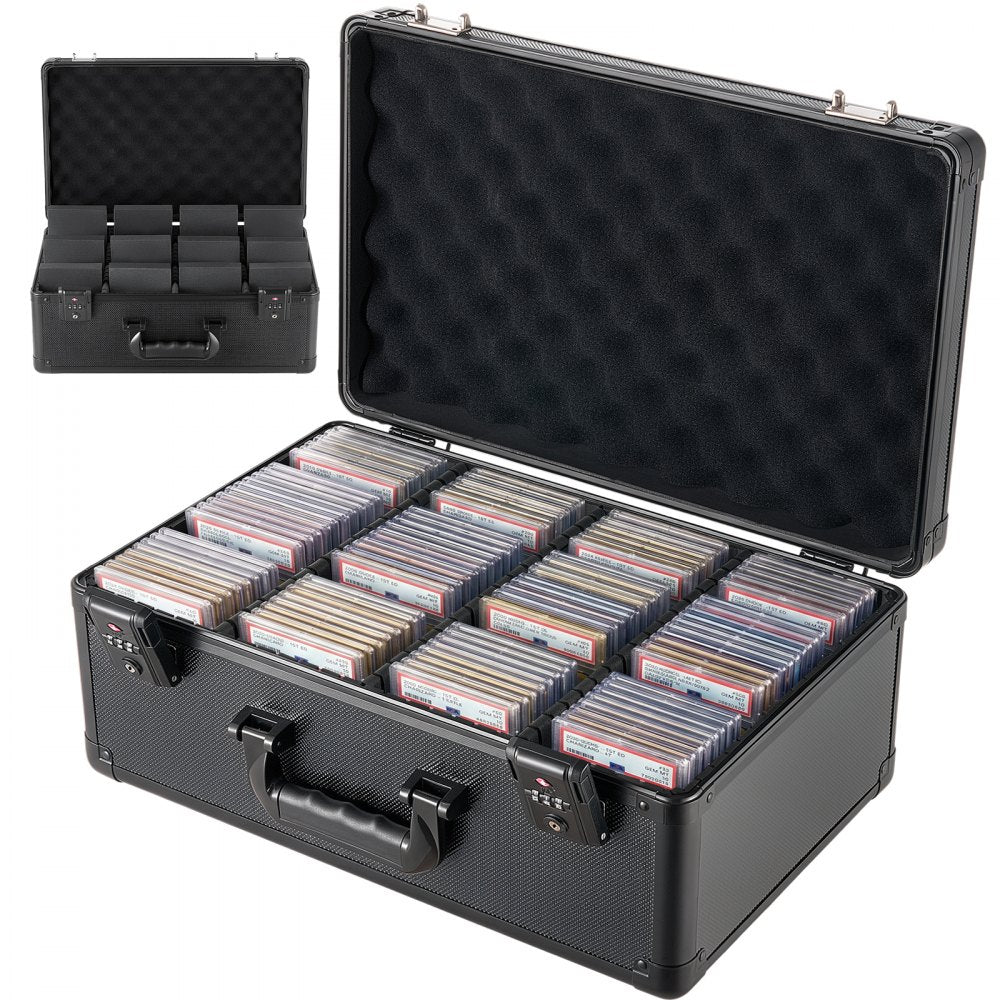 VEVOR Graded Card Case 4 Row 152 PSA Slab Storage Box TSA Approved Lock, Baseball Sports Trading Cards Holder