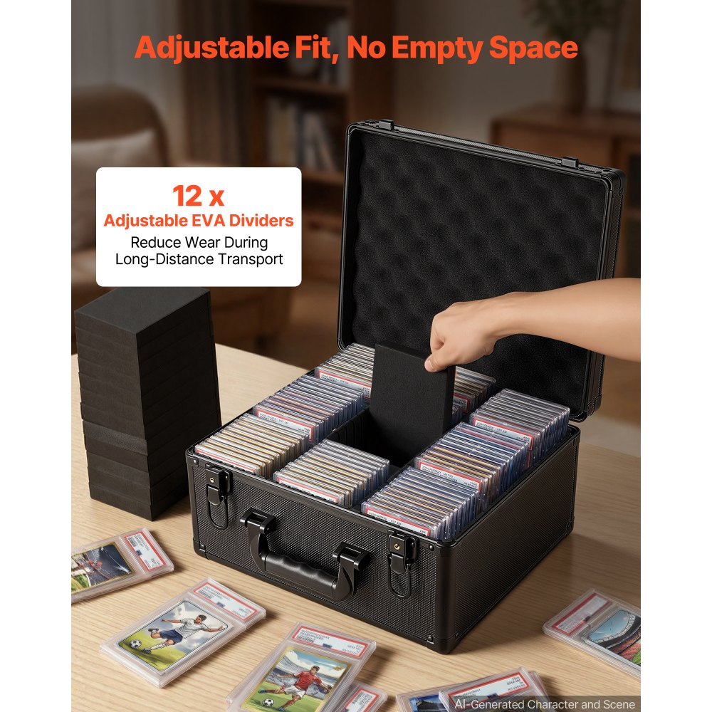 VEVOR Graded Card Case 3 Row 180 PSA Slab Storage Box with Mechanical Lock, Baseball Sports Trading Cards Holder