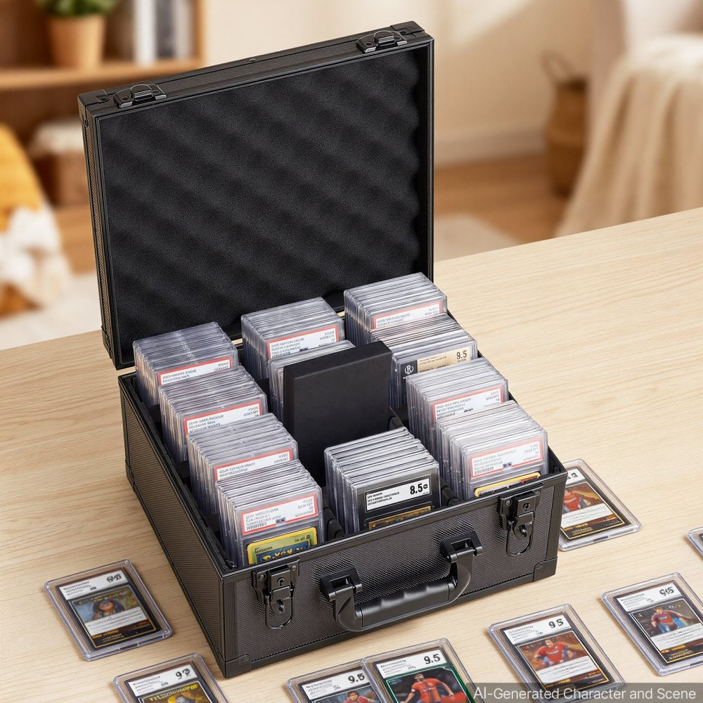 VEVOR Graded Card Case 3 Row 180 PSA Slab Storage Box with Mechanical Lock, Baseball Sports Trading Cards Holder