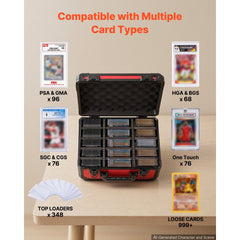 VEVOR Graded Card Case 3 Row 96 PSA Slab Storage Box with Secure Lock, Baseball Sports Trading Cards Holder Collector