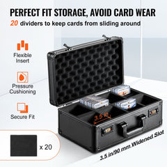 VEVOR Graded Card Storage Box, 4 Slots, Graded Sports Cards Holder Carrying Case with Coded Lock Foam Dividers, for 108