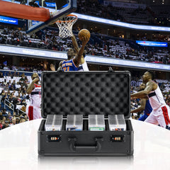 VEVOR Graded Card Storage Box, 4 Slots, Graded Sports Cards Holder Carrying Case with Coded Lock Foam Dividers, for 108