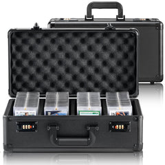VEVOR Graded Card Storage Box, 4 Slots, Graded Sports Cards Holder Carrying Case with Coded Lock Foam Dividers, for 108