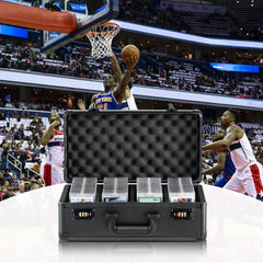 VEVOR Graded Card Storage Box, 4 Slots, Graded Sports Cards Holder Carrying Case with Coded Lock Foam Dividers, for 120