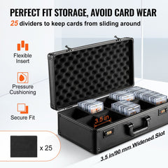 VEVOR Graded Card Storage Box, 5 Slots, Graded Sports Cards Holder Carrying Case with Coded Lock Foam Dividers, for 162