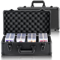 VEVOR Graded Card Storage Box, 4 Slots, Graded Sports Cards Holder Carrying Case with Key Lock Foam Dividers, for 108