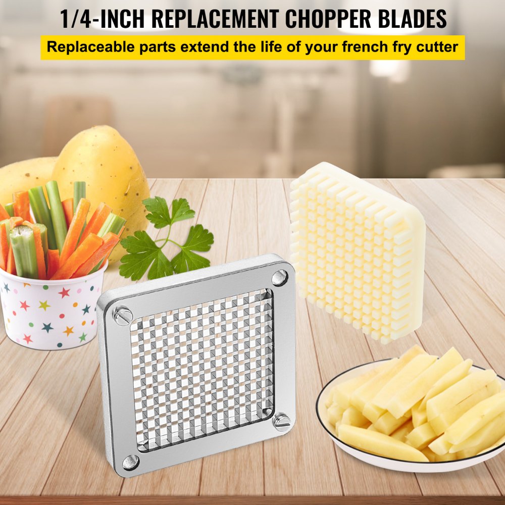 VEVOR Replacement Chopper Blade, 1/4 inch, 3 PCS French Fry Blade Assembly with 6 Extra Knives, Stainless Steel Dicer