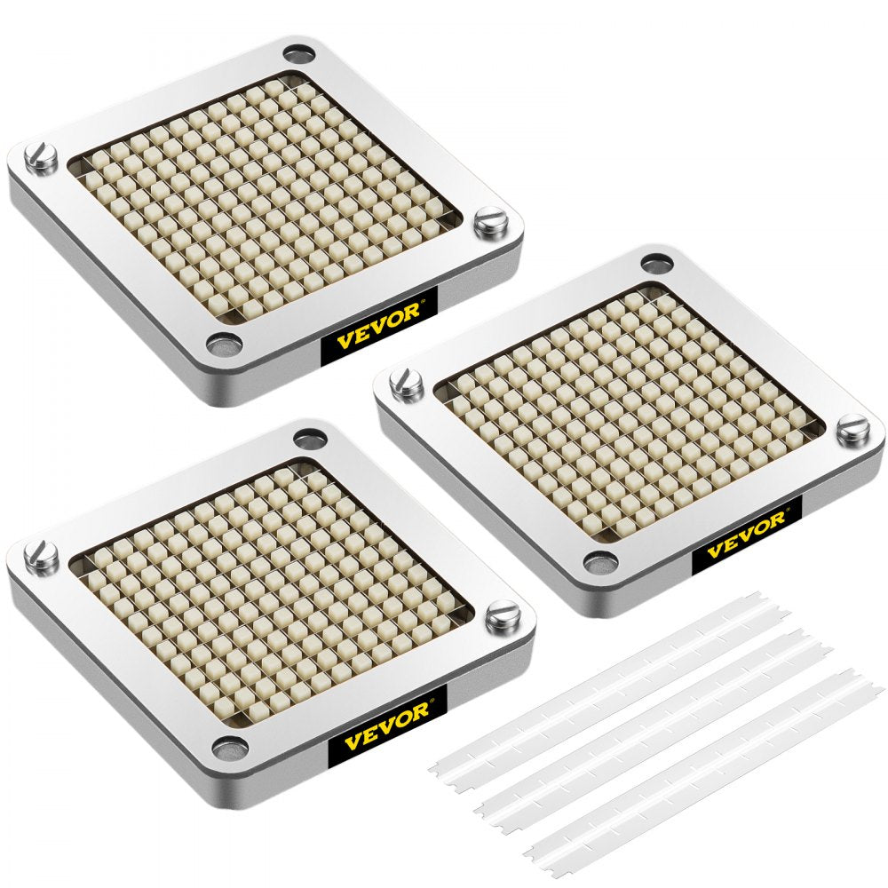 VEVOR Replacement Chopper Blade, 1/4 inch, 3 PCS French Fry Blade Assembly with 6 Extra Knives, Stainless Steel Dicer