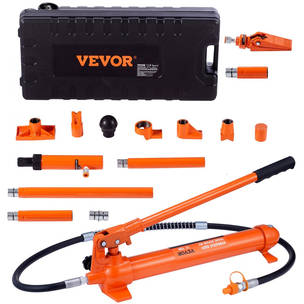 VEVOR 12 Ton Porta Power Kit, Hydraulic Ram with Pump with 4.6 ft/1.4 m Oil Hose, Portable Hydraulic Jack with Storage