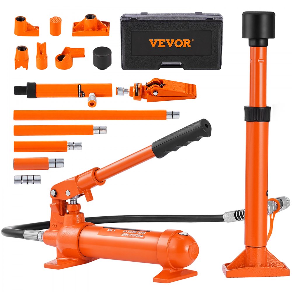 VEVOR 4 Ton Porta Power Kit, Portable Hydraulic Jack with 3.9 ft/1.2 m Oil Hose, Auto Body Frame Repair Kit with