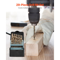 VEVOR Cobalt Drill Bit Set, 29 Pcs, M35 High Speed Steel Cobalt Drill Bits with Storage Case, for Drilling Metal