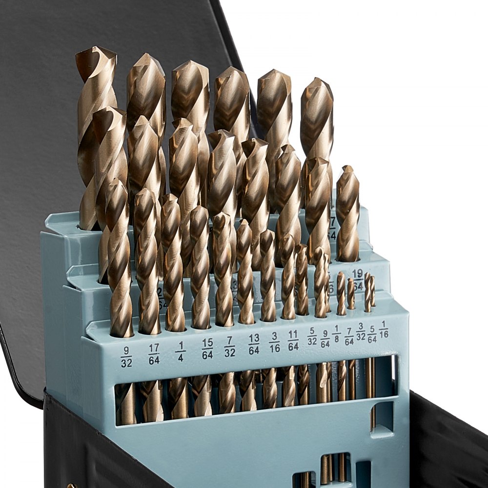 VEVOR Cobalt Drill Bit Set, 29 Pcs, M35 High Speed Steel Cobalt Drill Bits with Storage Case, for Drilling Metal