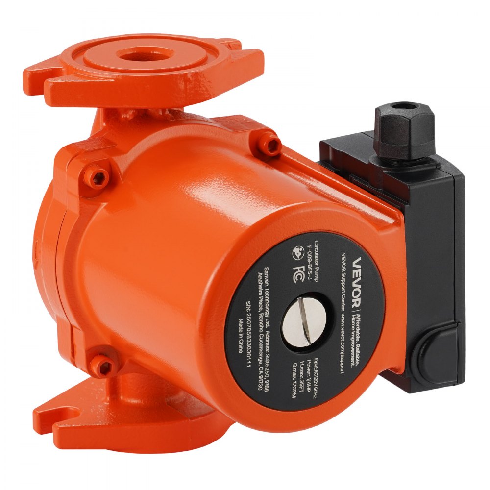 VEVOR F-009-BF5-J Cast Iron Circulator Pump, 17 GPM, AC 120V 35 ft Hot Water Recirculating Circulation Pump, 3/4-Inch