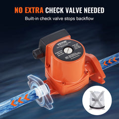 VEVOR UPS15-58FC Hot Water Recirculating Pump, 110V, 82W 17 GPM Hot Water Circulation Pump, 1" NPT Flange 3-Speed