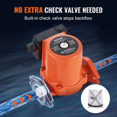 VEVOR 009-BF5-J Hot Water Recirculating Pump, 110V, 180W 10 GPM Hot Water Circulation Pump, 3/4" NPT Flange 3-Speed