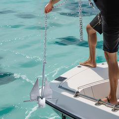 VEVOR Fluke Style Anchor Kit, 13 LBS Hot-Dipped Galvanized Steel Fluke Anchor with 7.9' Chain, 101' Rope and Two 0.4"